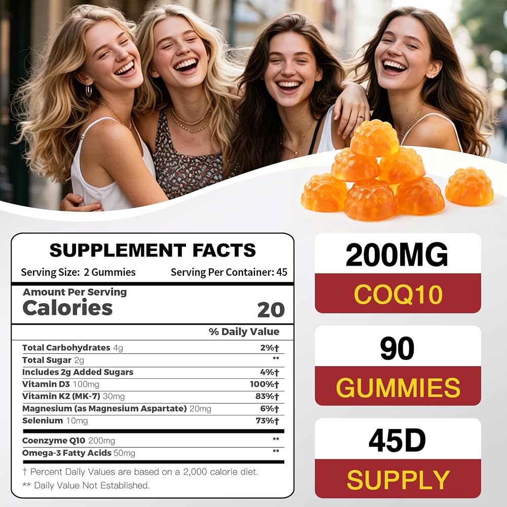 ZEBORA CoQ10 200mg Gummies, Orange Flavor - 90 Gummies - image 2