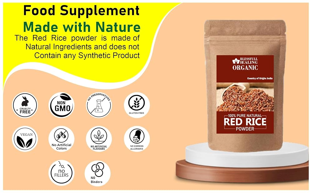 Blessfull Healing Organic Red Rice Powder 100% Pure Natural 200 Gram