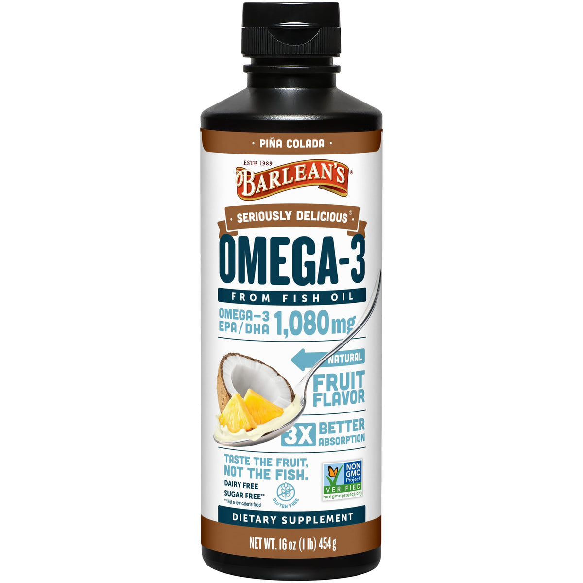 Barlean's Omega 3 Fish Oil Liquid Supplement for Men and Women
