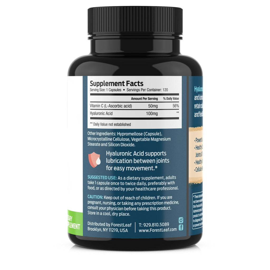 ForestLeaf Hyaluronic Acid 100mg with Vitamin C - 120 Capsules - image 8