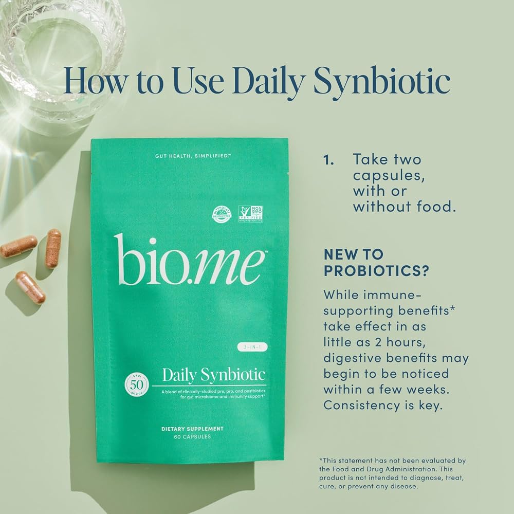 Bio.me Synbiotic 3-in-1 Prebiotics, Probiotics & Postbiotics - 60 Capsules - image 7