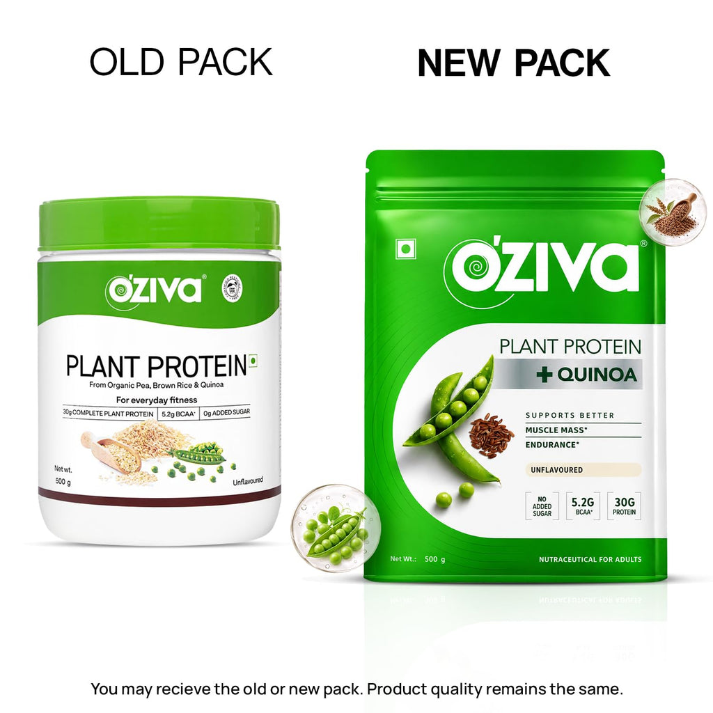 OZiva Organic Plant Protein Powder Unflavored - 500g - image 2