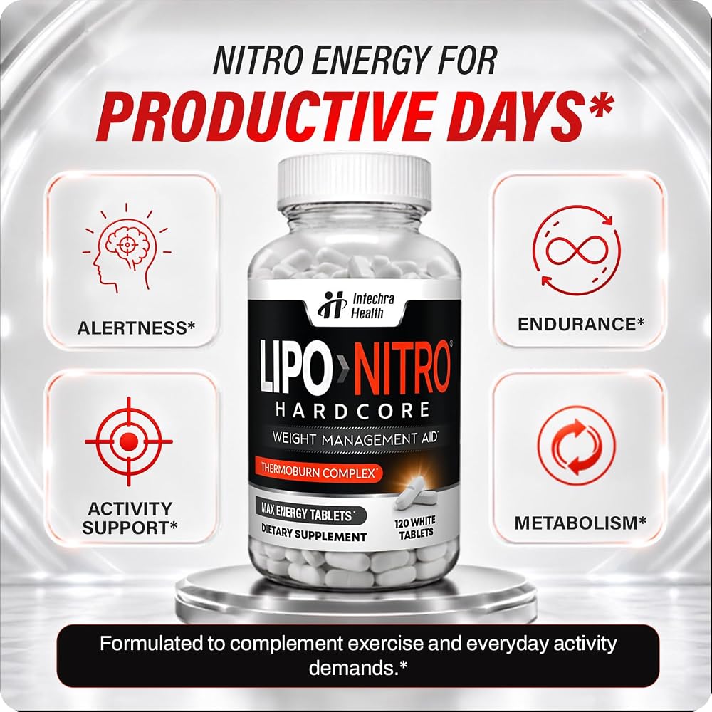 LipoNitro Thermo-Burn Diet Pills Energy & Metabolism Support - 120 Tablets - image 4