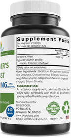 Brieofood Brewers Yeast 1000 mg - 240 Tablets - image 8