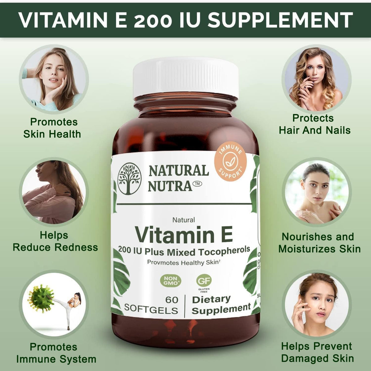 Natural Nutra Vitamin E 200 IU - 60 Softgels - image 3
