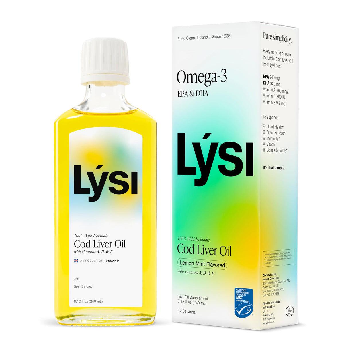 LYSI Icelandic Cod Liver Oil Liquid Supplement, Mint - 8.12 fl oz