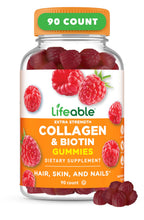 Lifeable Collagen Peptides Gummies with Biotin Hair Skin Nails - 90 Gummies