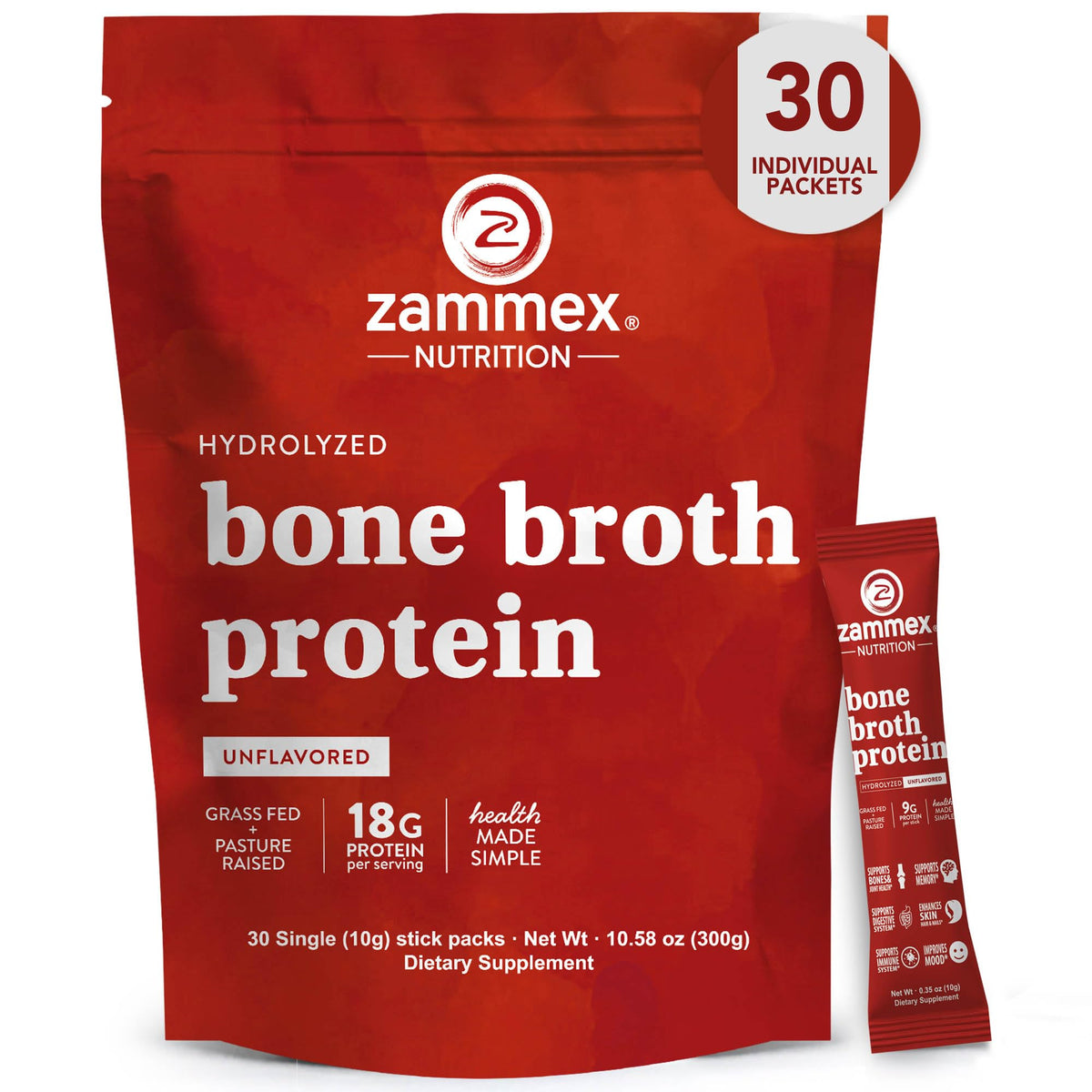 Zammex 100% Grass-Fed Bone Broth Protein Powder