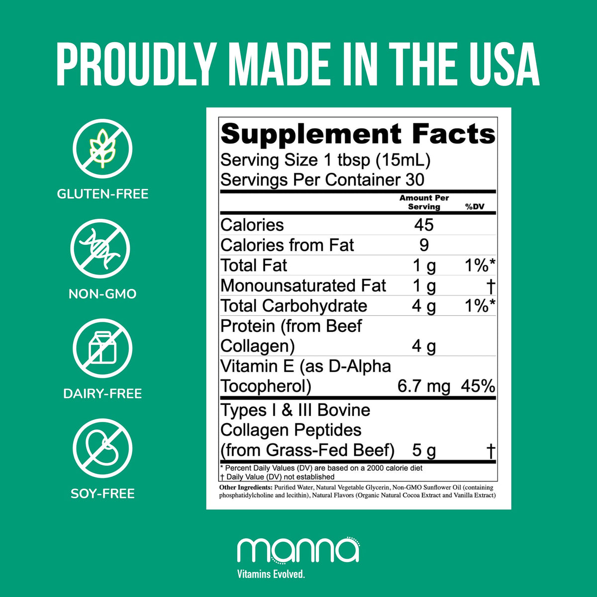 Manna Vitamins Evolved Liposomal Collagen Peptides Liquid - 16oz - image 2