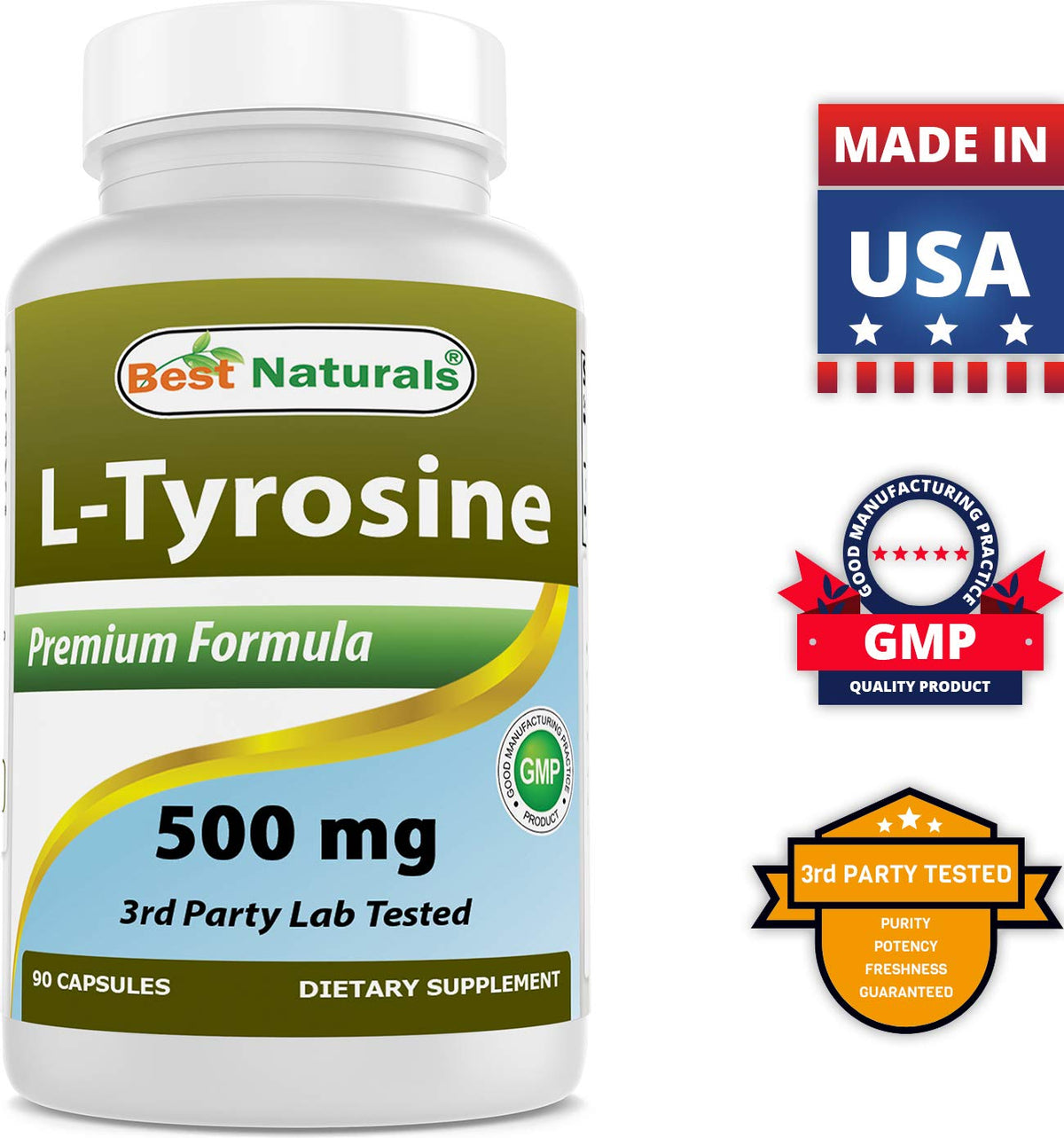 Best Naturals L-Tyrosine 500 mg 90 Capsules