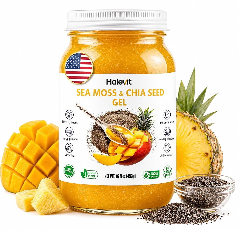 Halevit Sea Moss Gel with Ground Chia Seeds, Sea Moss Gel Organic Raw