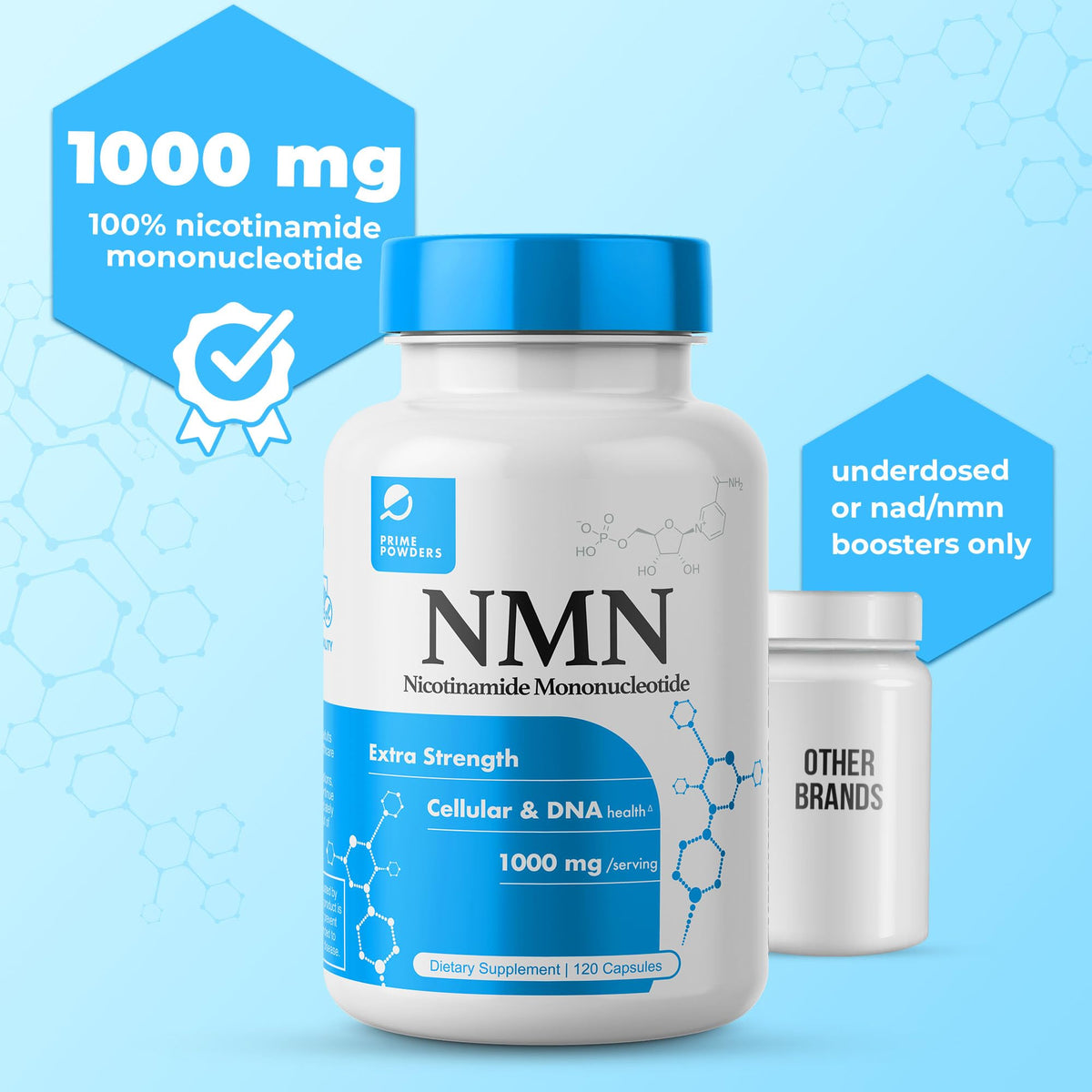 Prime Powders NMN Capsules 1000mg Nicotinamide Mononucleotide - 120 Count - image 3