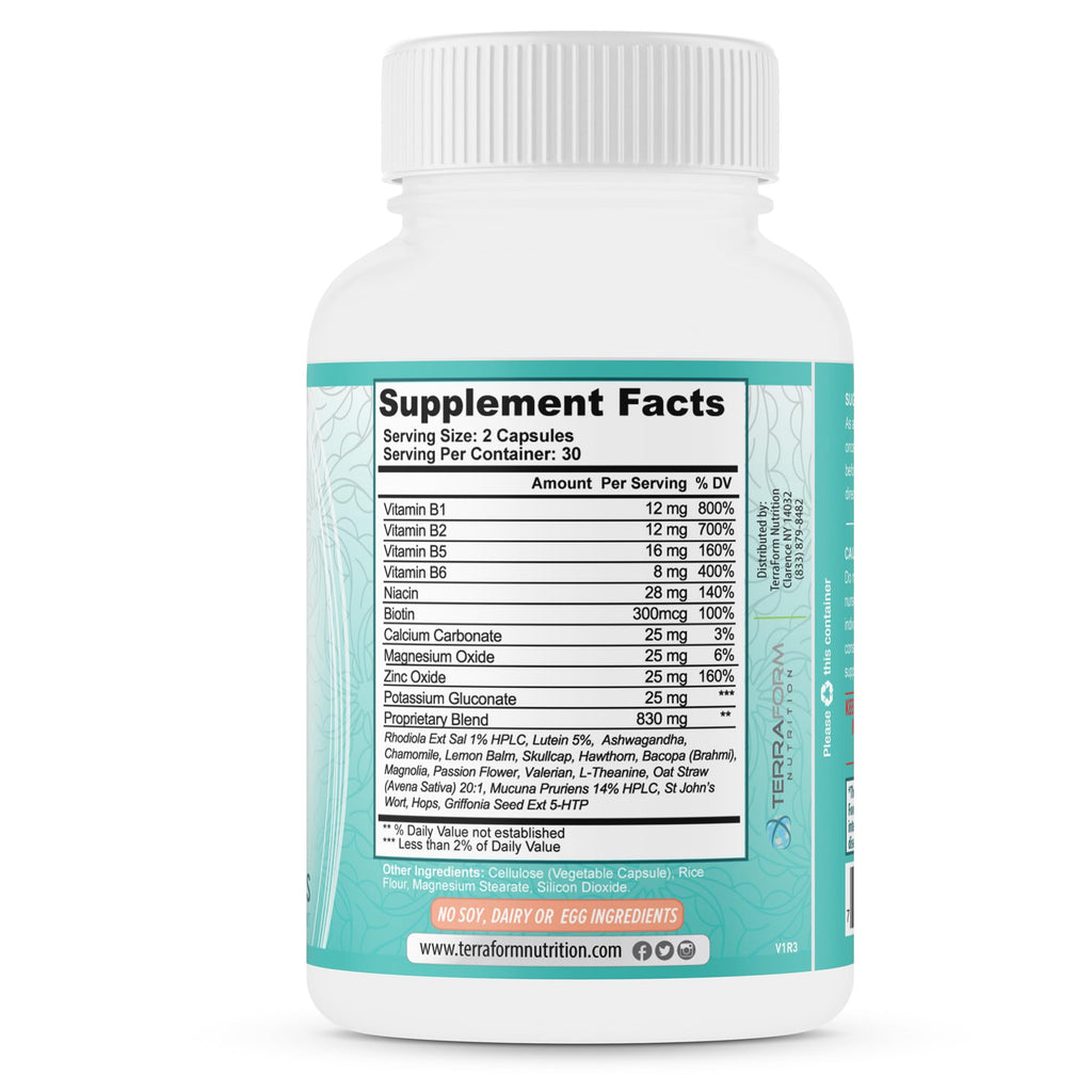TerraForm Nutrition Stressed Out Mental Focus & Relaxation - 60 Capsules - image 8
