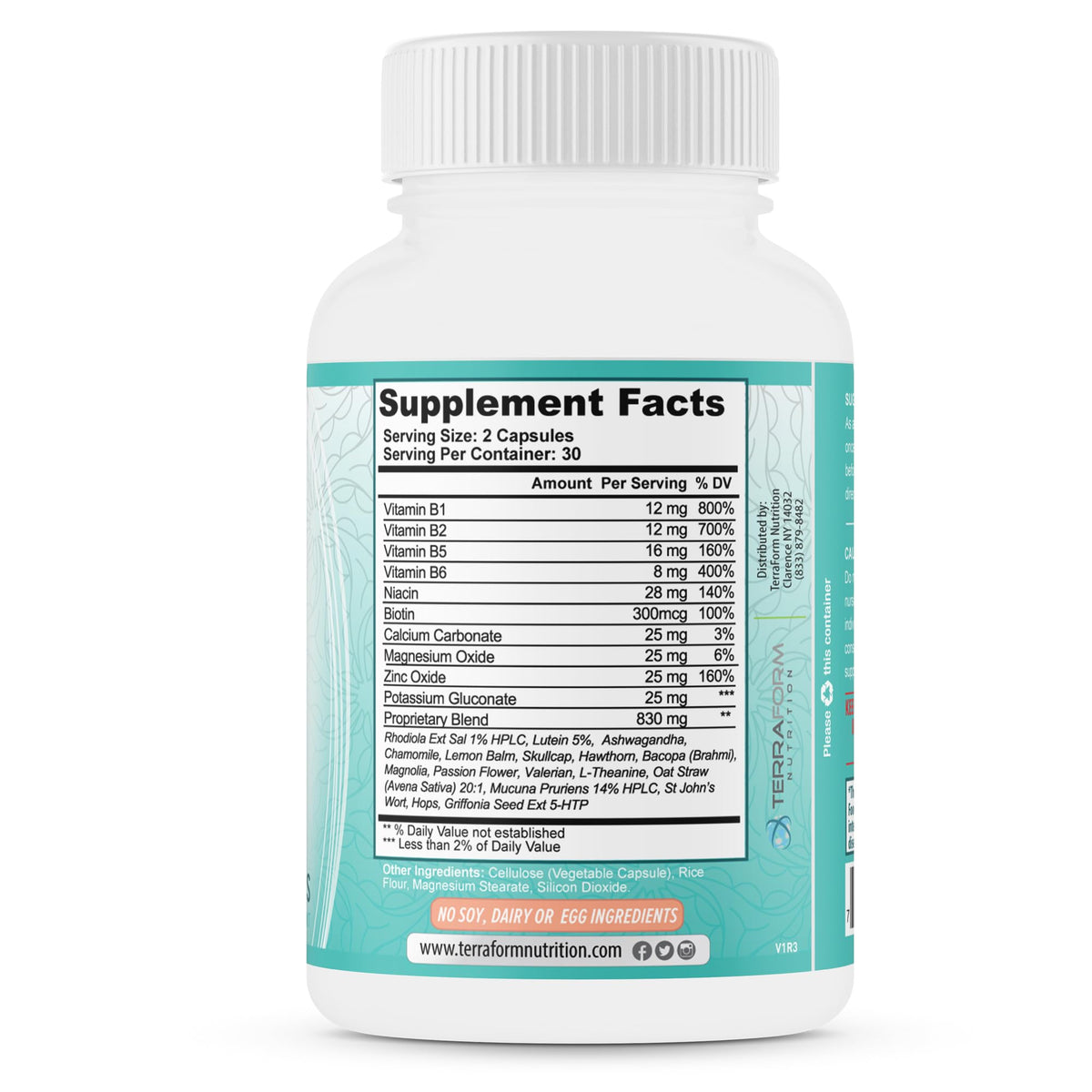 TerraForm Nutrition Stressed Out Mental Focus & Relaxation - 60 Capsules - image 8