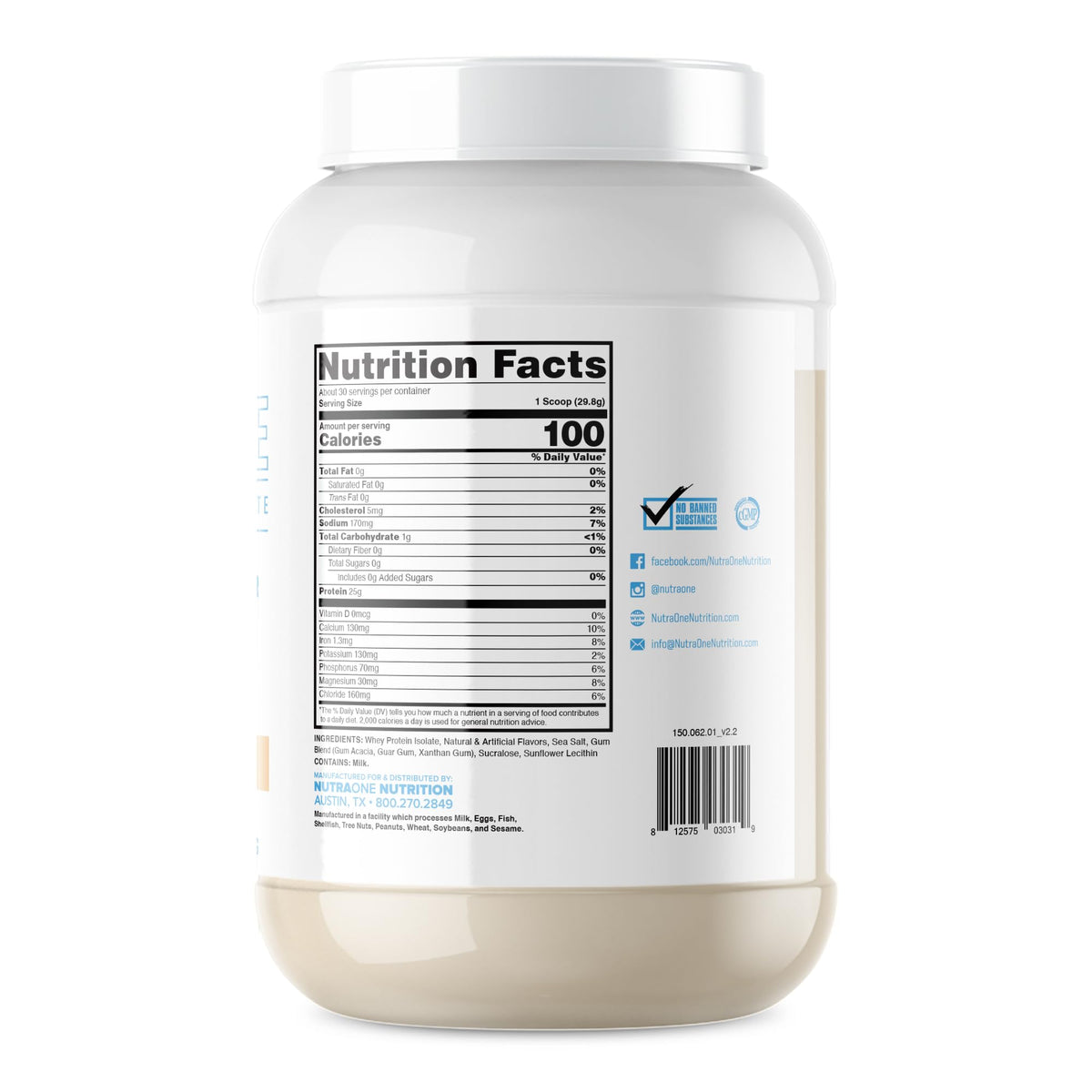 NutraOne IsolateOne Whey Protein Isolate Powder Vanilla - 32 oz - image 3