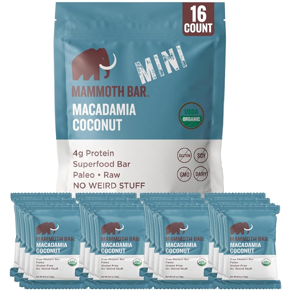 Mammoth Bar Minis - Organic Snack Bar Packed with 4g Protein. Paleo.