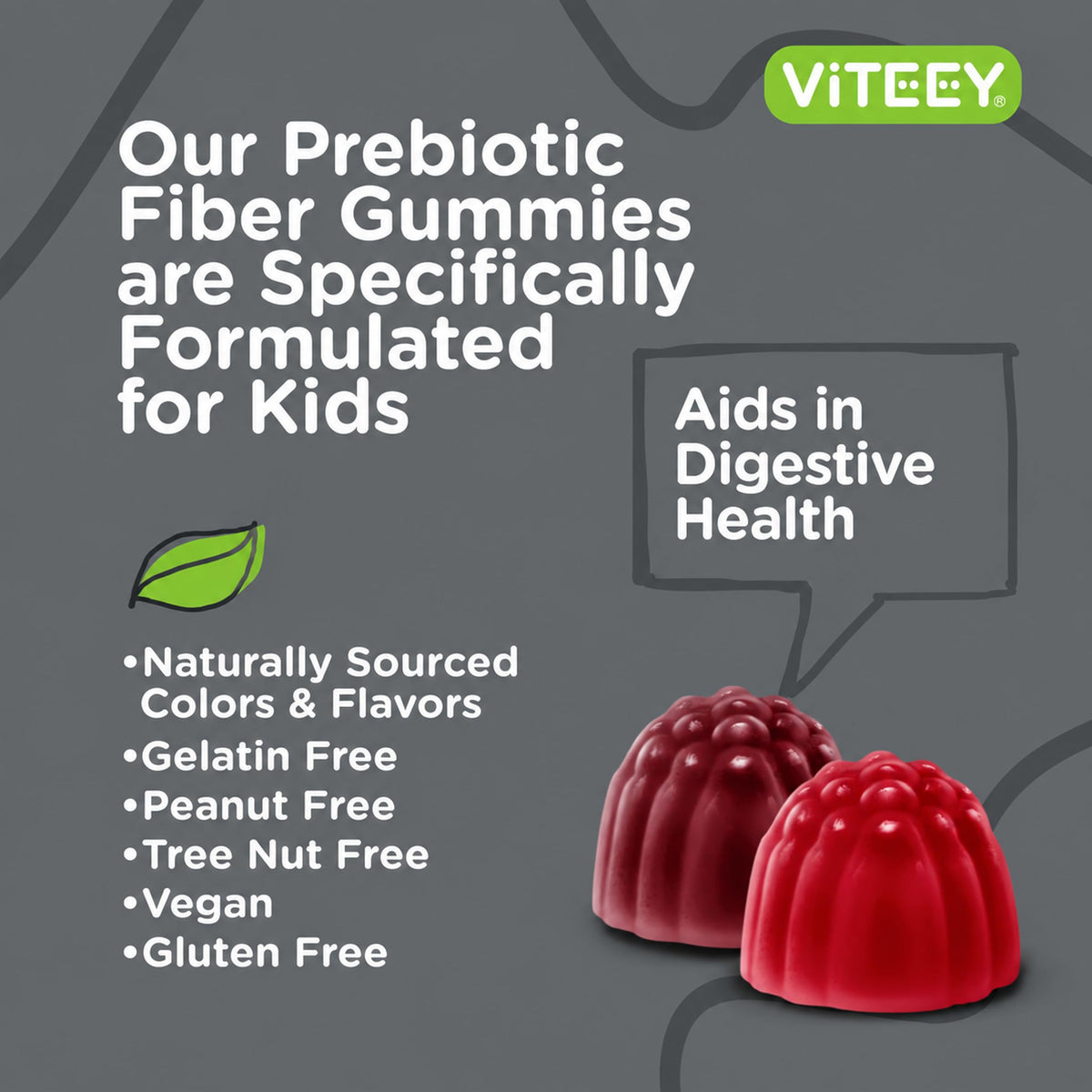 Viteey Prebiotic Kids Fiber 4g Gummies - 120 Count - image 5