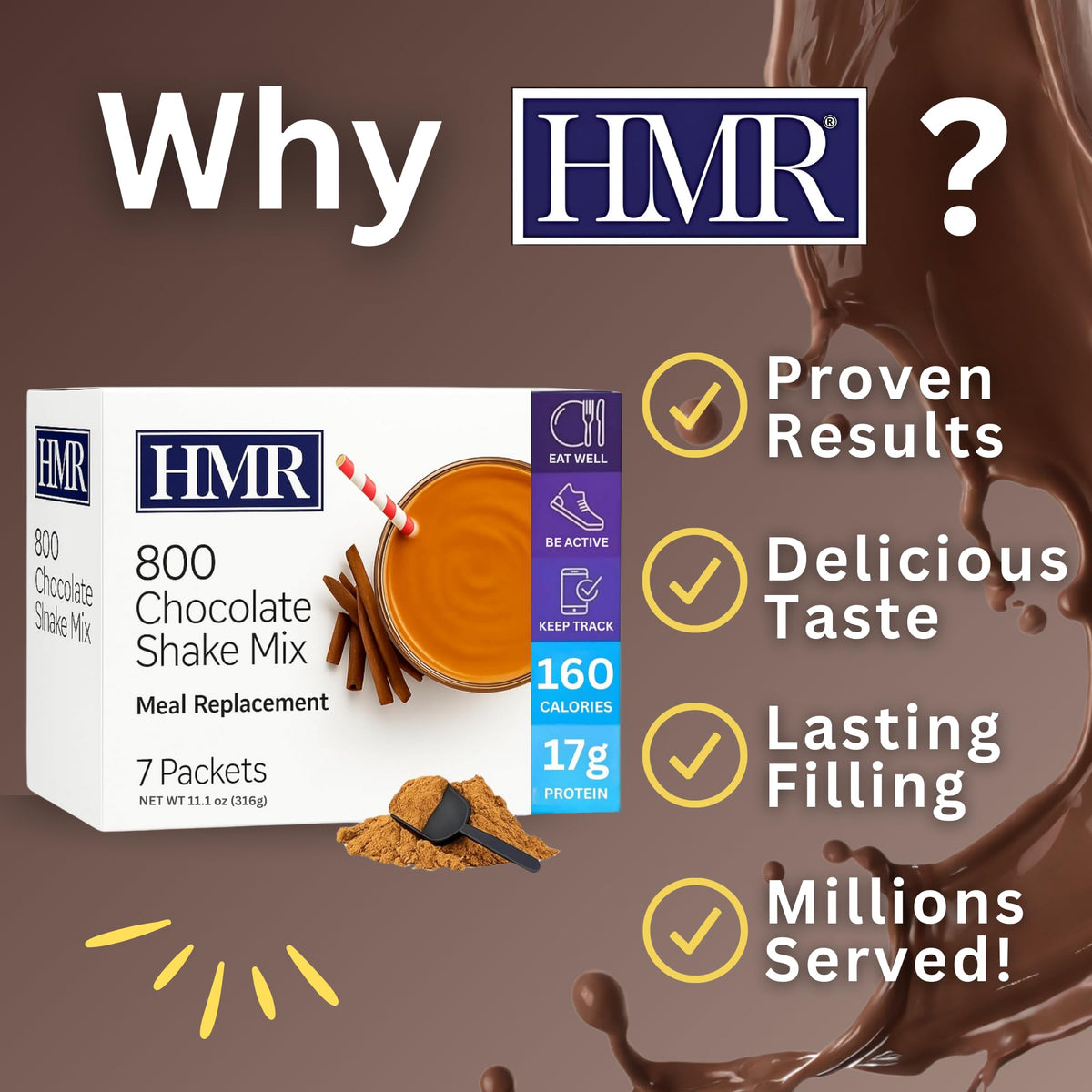HMR 800 Meal Replacement Shake Mix, 17g Protein, 18 Servings