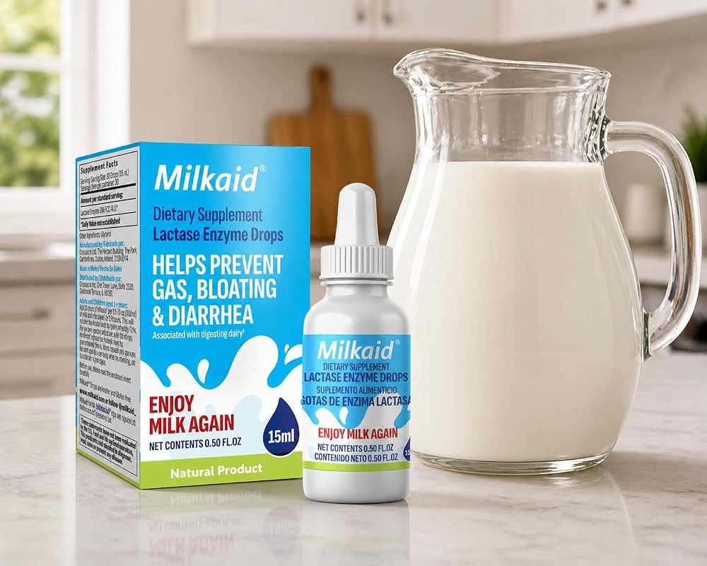 Milkaid Lactase Enzyme Drops for Lactose Intolerance