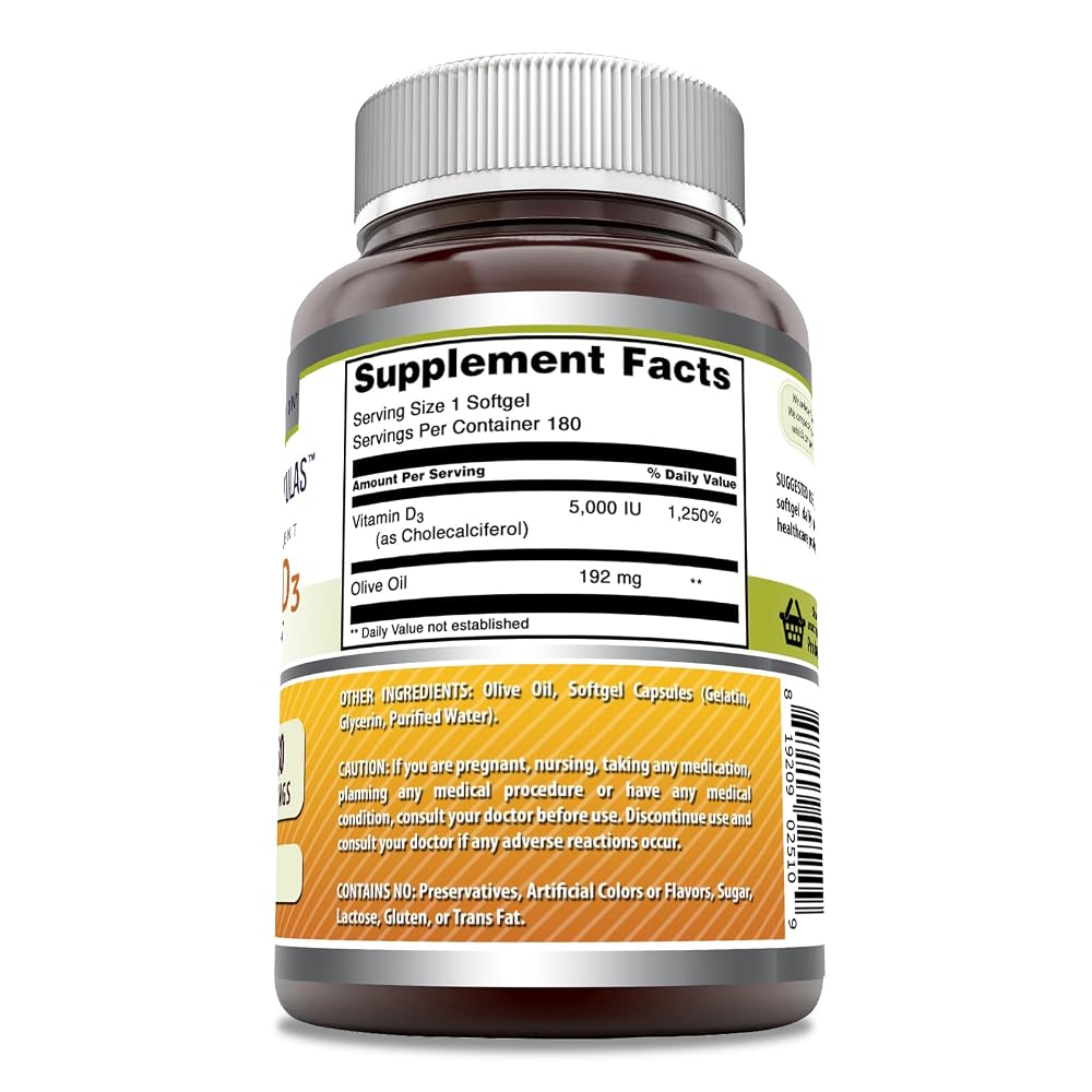 Amazing Nutrition Vitamin D3 5000 IU - 180 Softgels - image 3