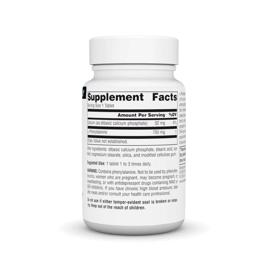 Source Naturals DLPA DL-Phenylalanine 750 mg - 30 Tablets - image 2