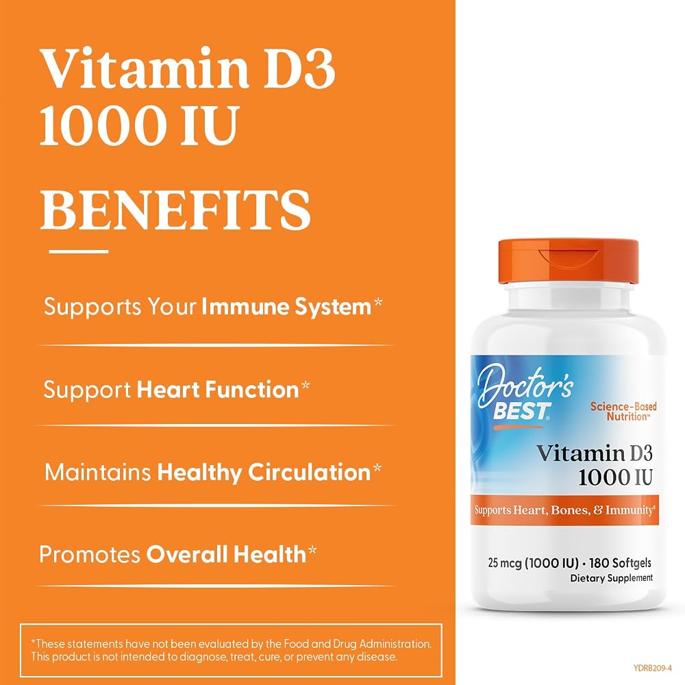 Doctor's Best Vitamin D3 1000 IU Softgels - 180 Softgels - image 3