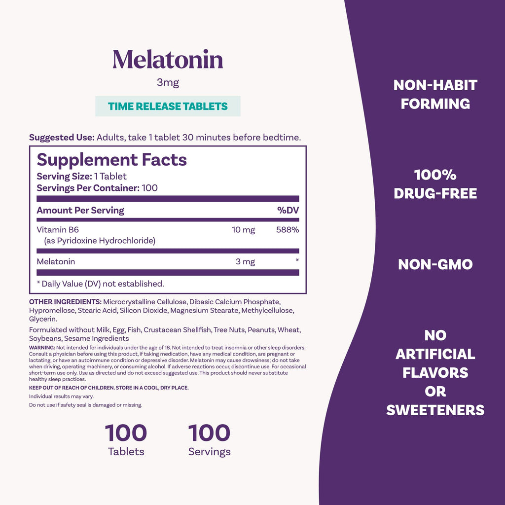 Natrol Melatonin 3 mg Time Release Sleep Aid - 100 Tablets - image 5