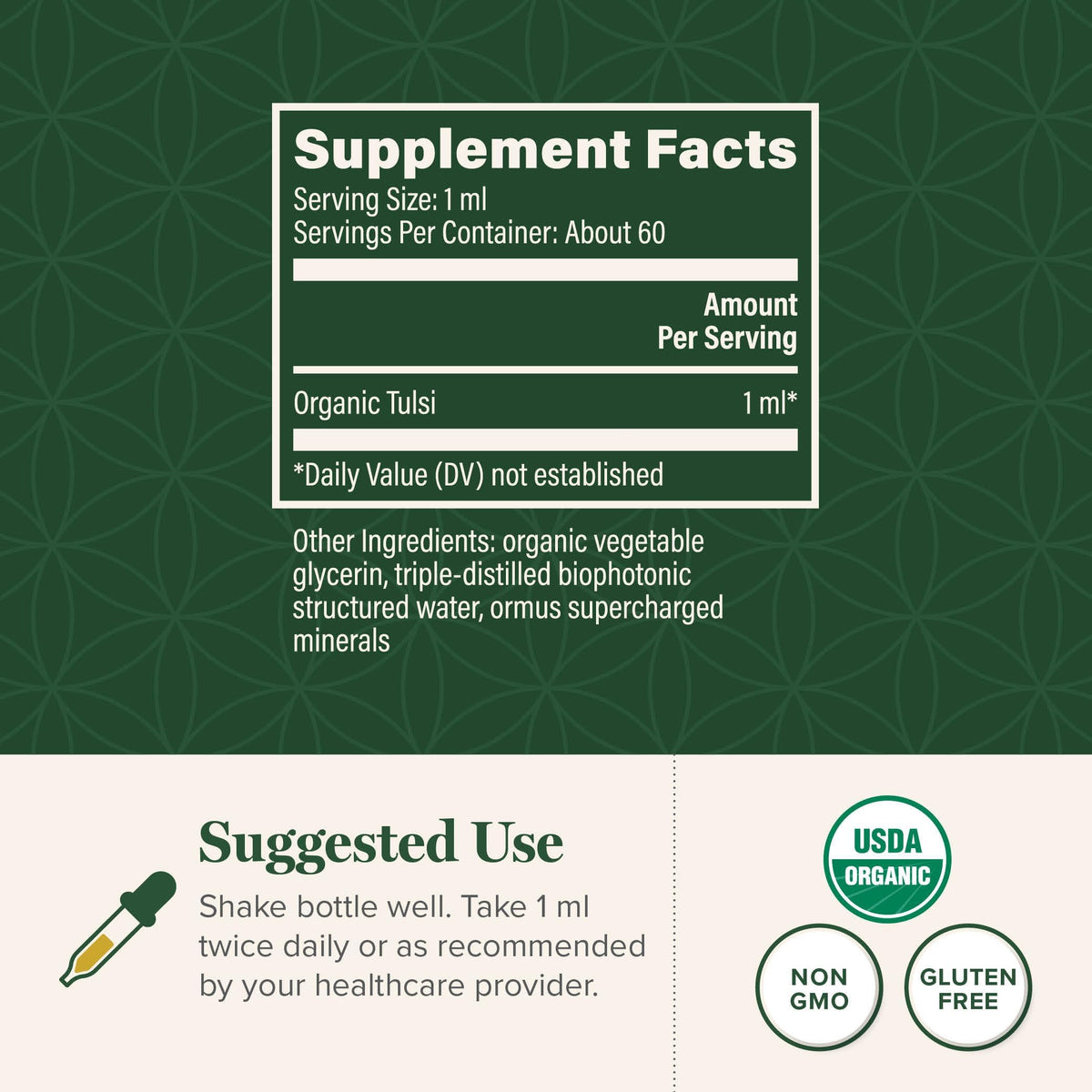 Global Healing Center Organic Tulsi Holy Basil Extract Drops - 2 Fl Oz - image 3