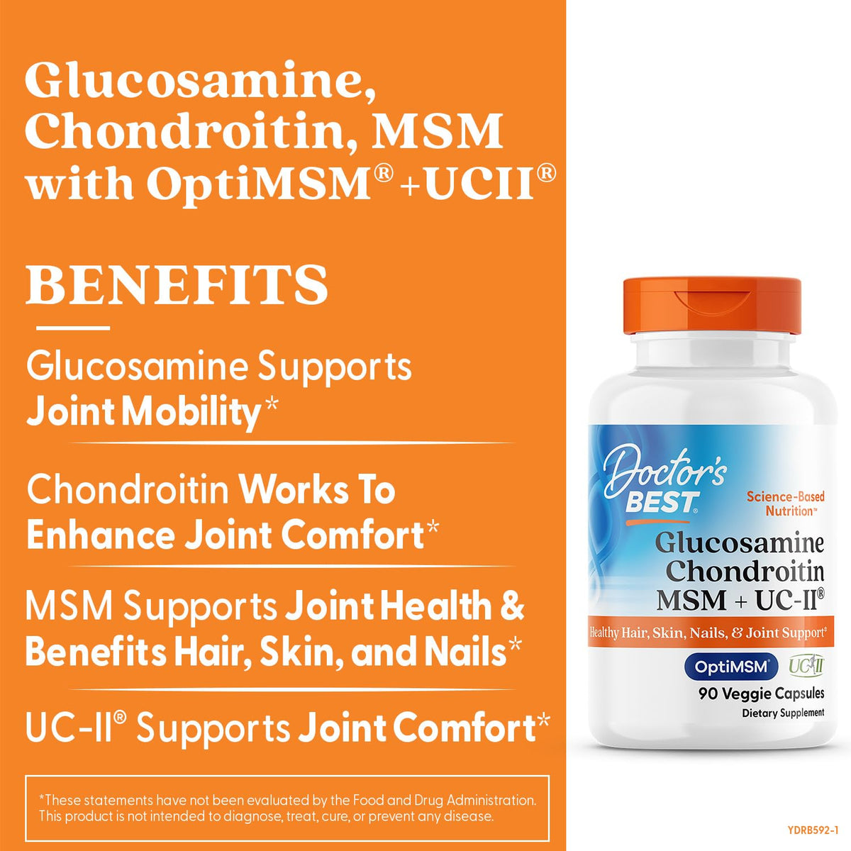 Doctor's Best Glucosamine Chondroitin MSM UC-II - 90 Vegetarian Capsules - image 2