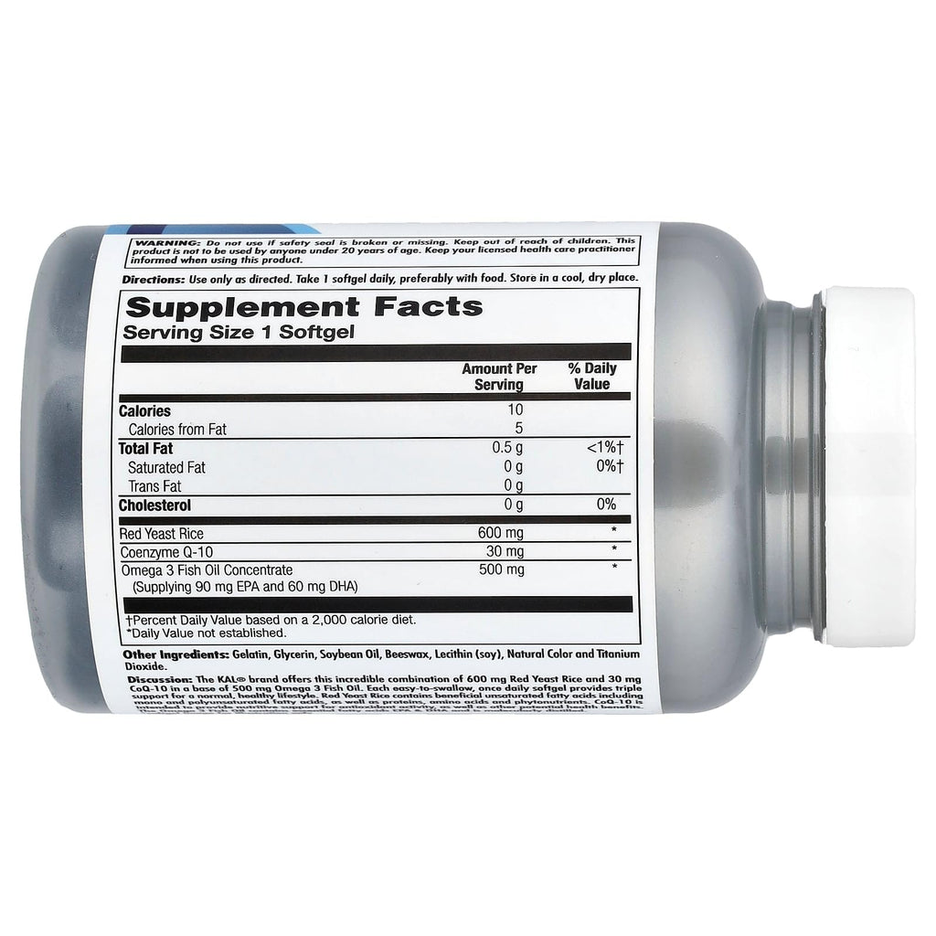 KAL Red Yeast Rice with CoQ-10 and Omega 3 - 60 Softgels - image 2