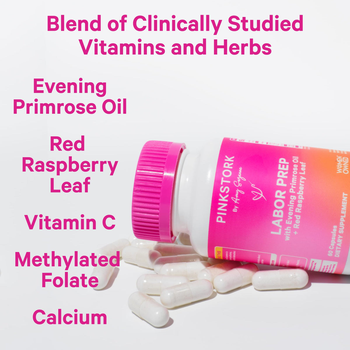 Pink Stork Labor Prep Supplement - 60 Vegan Capsules - image 2