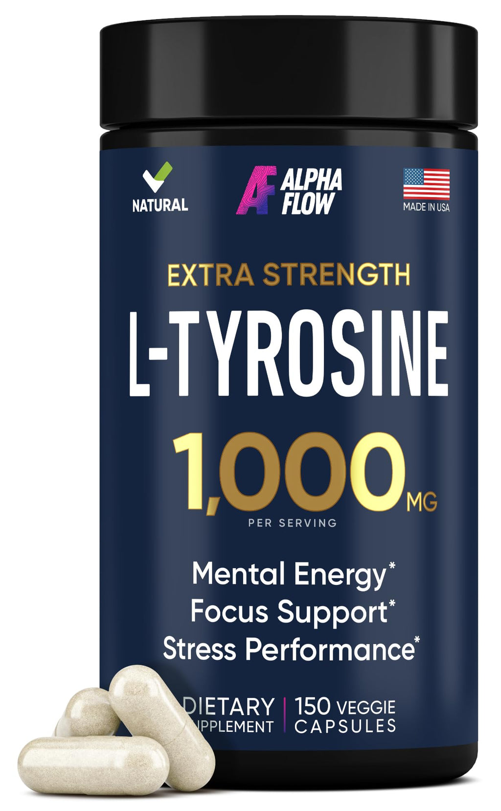 Alpha Flow L-Tyrosine Capsules - 150 Capsules