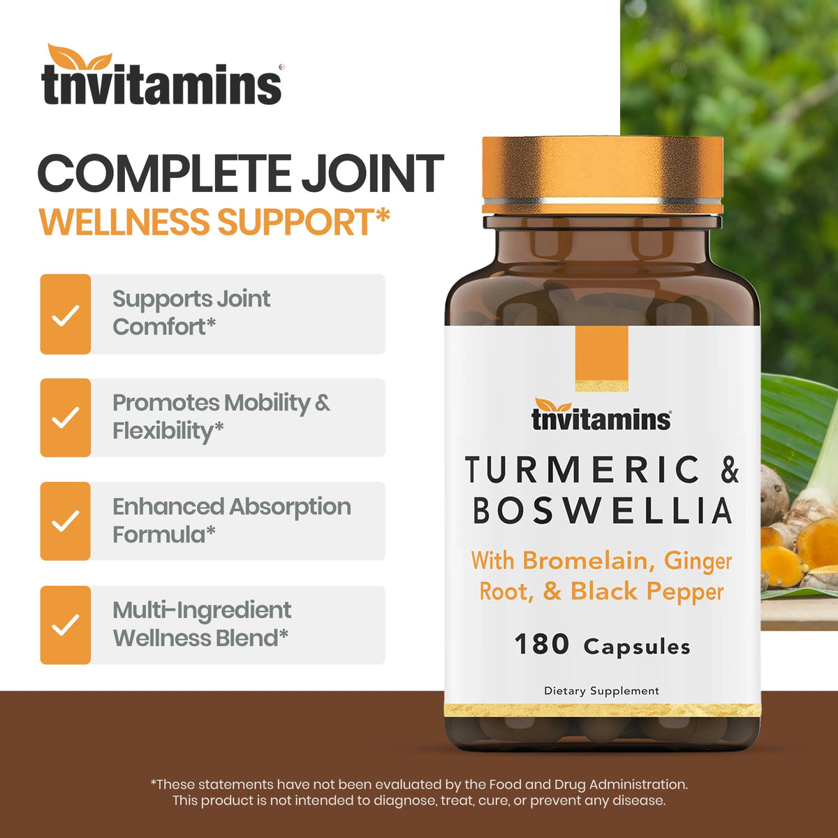 tnvitamins Turmeric & Boswellia Complex Joint Support - 180 Capsules - image 4