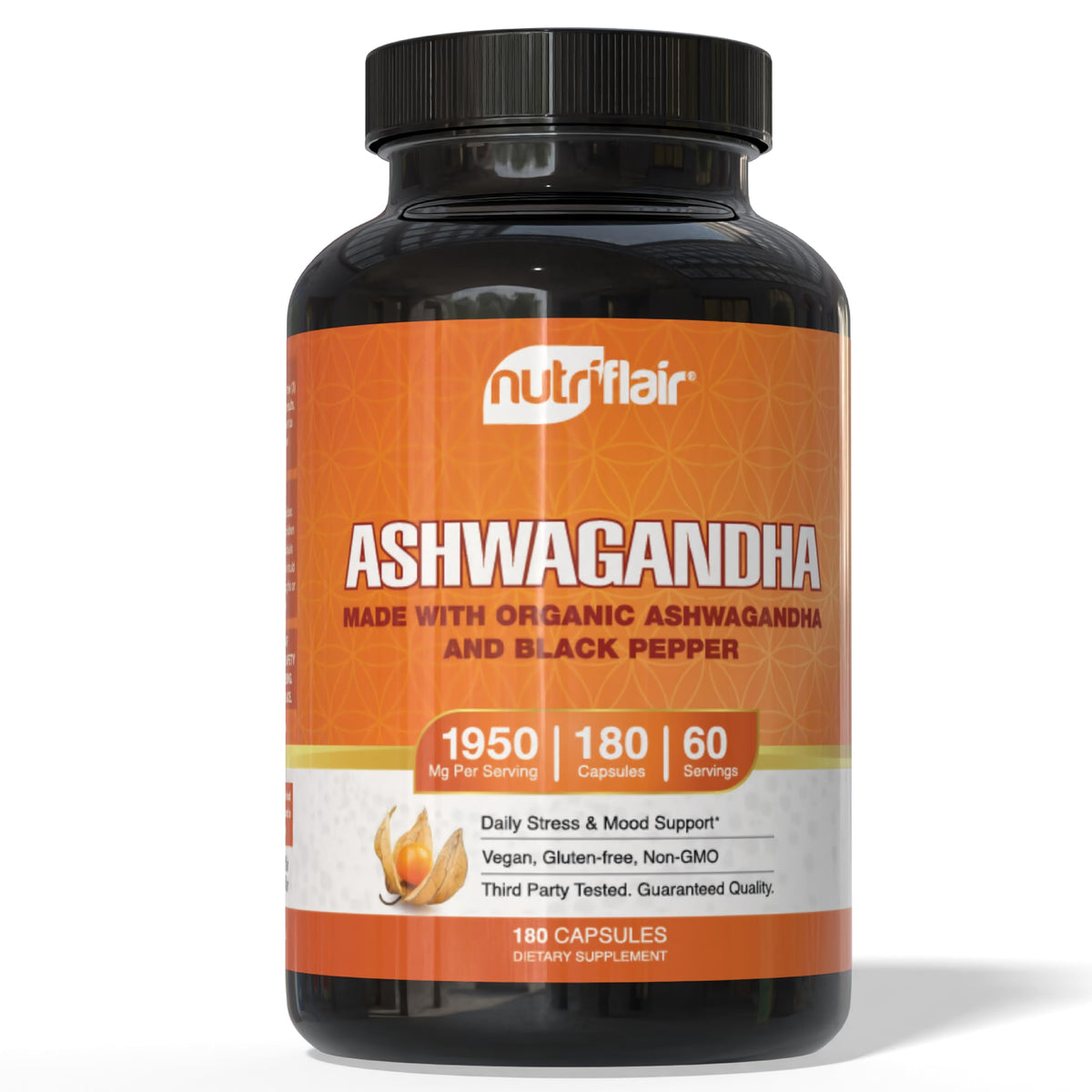 NutriFlair Organic Ashwagandha Root Extract Stress Support - 180 Capsules