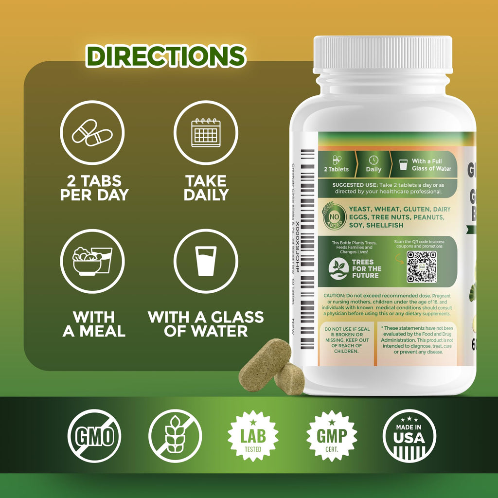 GreeNatr Ginkgo Biloba Panax Ginseng Moringa Capsules - 120 Count - image 7