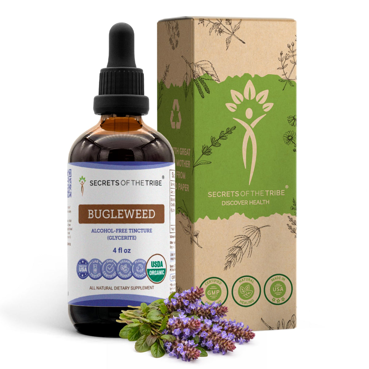 Secrets of the Tribe Bugleweed Tincture Alcohol-Free Liquid Extract - 4 FL OZ