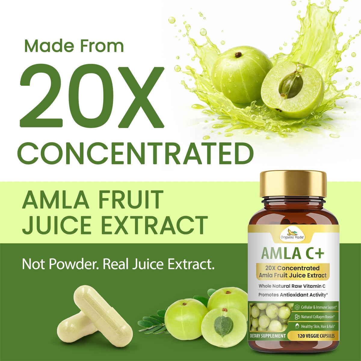 Organic Veda Amla+ Vitamin C Supplement - 120 Vegan Capsules - image 3