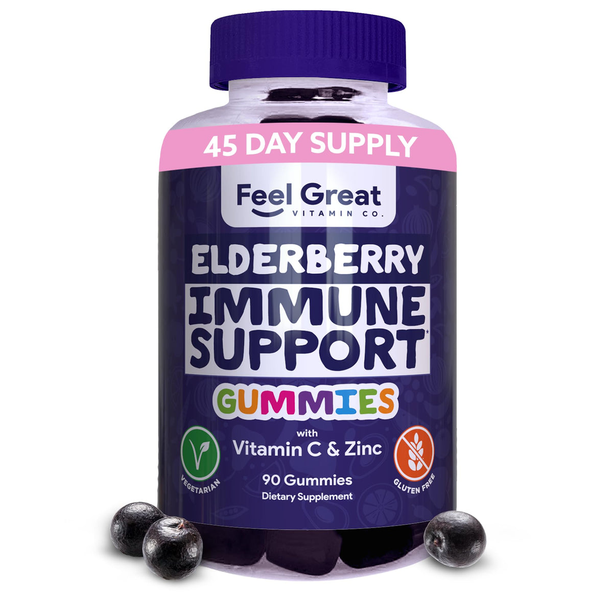 The Feel Great Vitamin Company Sambucus Elderberry Gummies with Zinc & Vitamin C