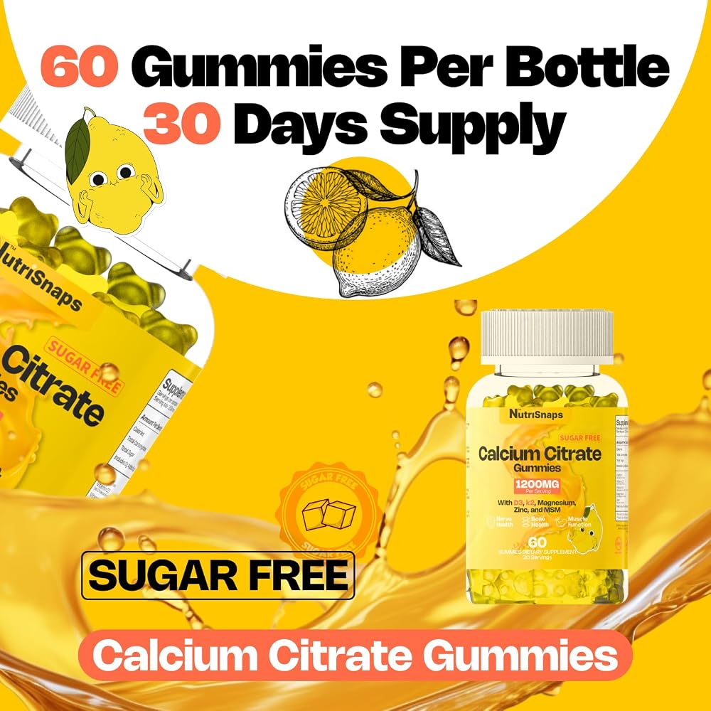 Nutrisnaps Calcium Citrate Gummies 1200mg Bone Support - 60 Count - image 6