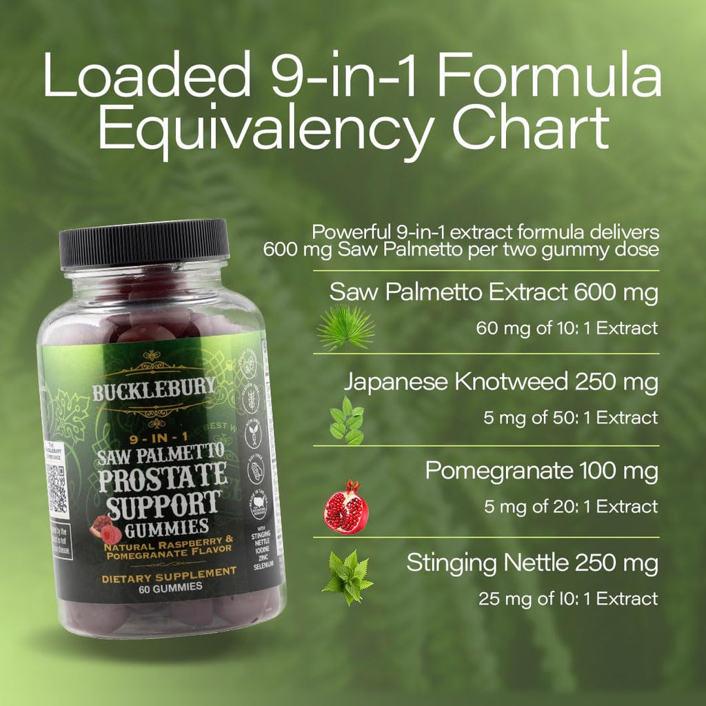 BUCKLEBURY Saw Palmetto 9-in-1 Gummies for Prostate Support - 60 Gummies - image 2