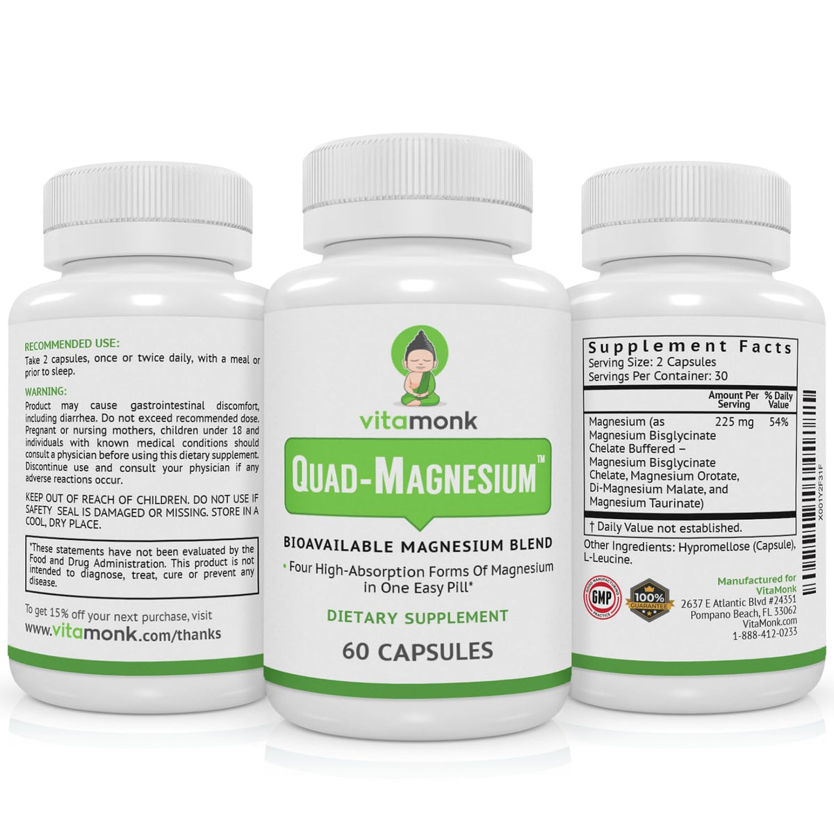 VitaMonk Magnesium Complex Glycinate Malate Taurate Orotate - 60 Capsules - image 9