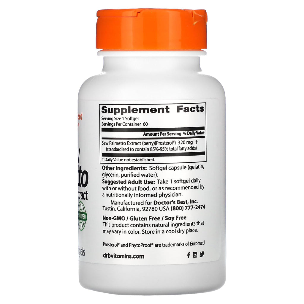 Doctor's BEST Saw Palmetto Extract 320 mg - 60 Softgels - image 2