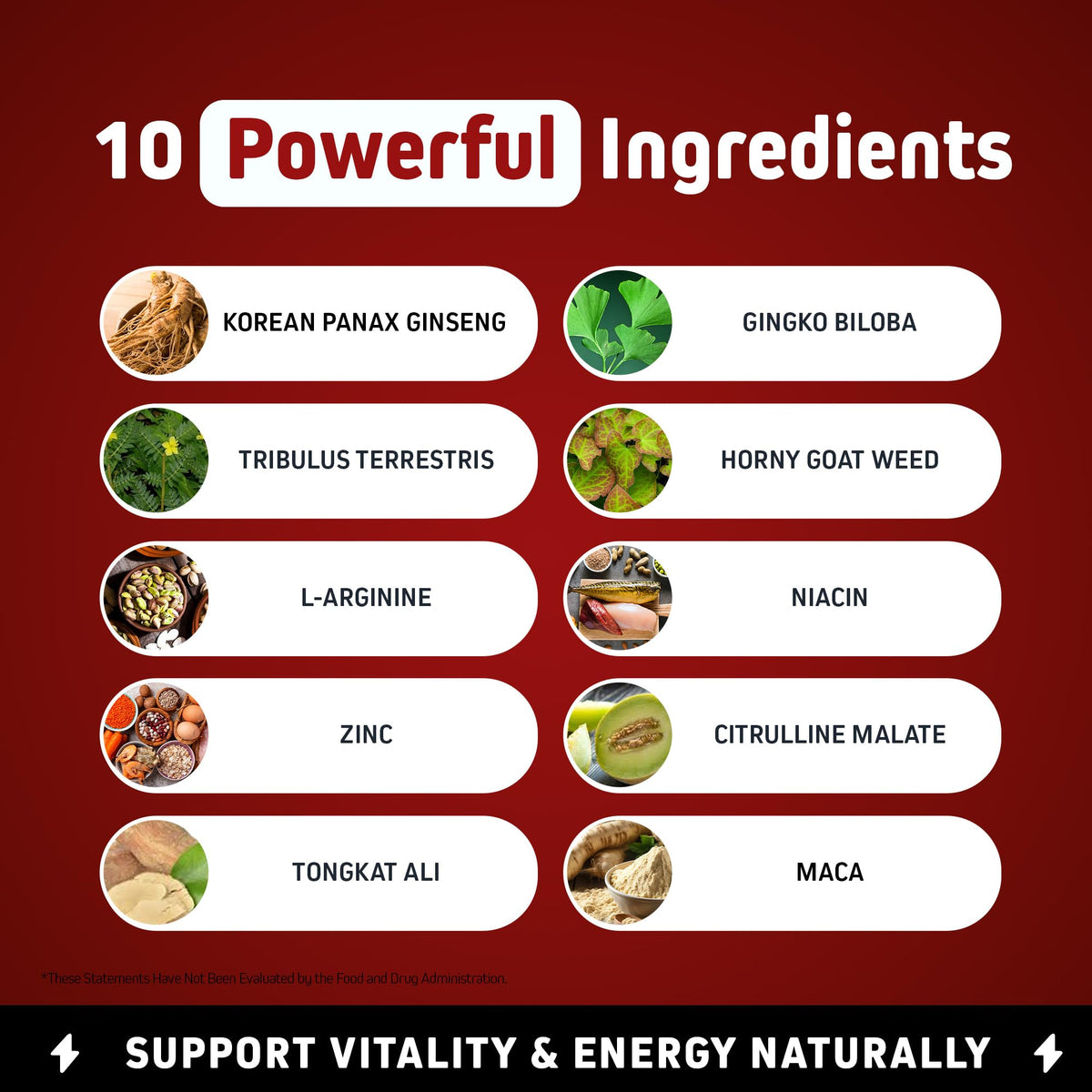 Herbtonics Testosterone Support Red Panax Ginseng - 60 Capsules - image 3