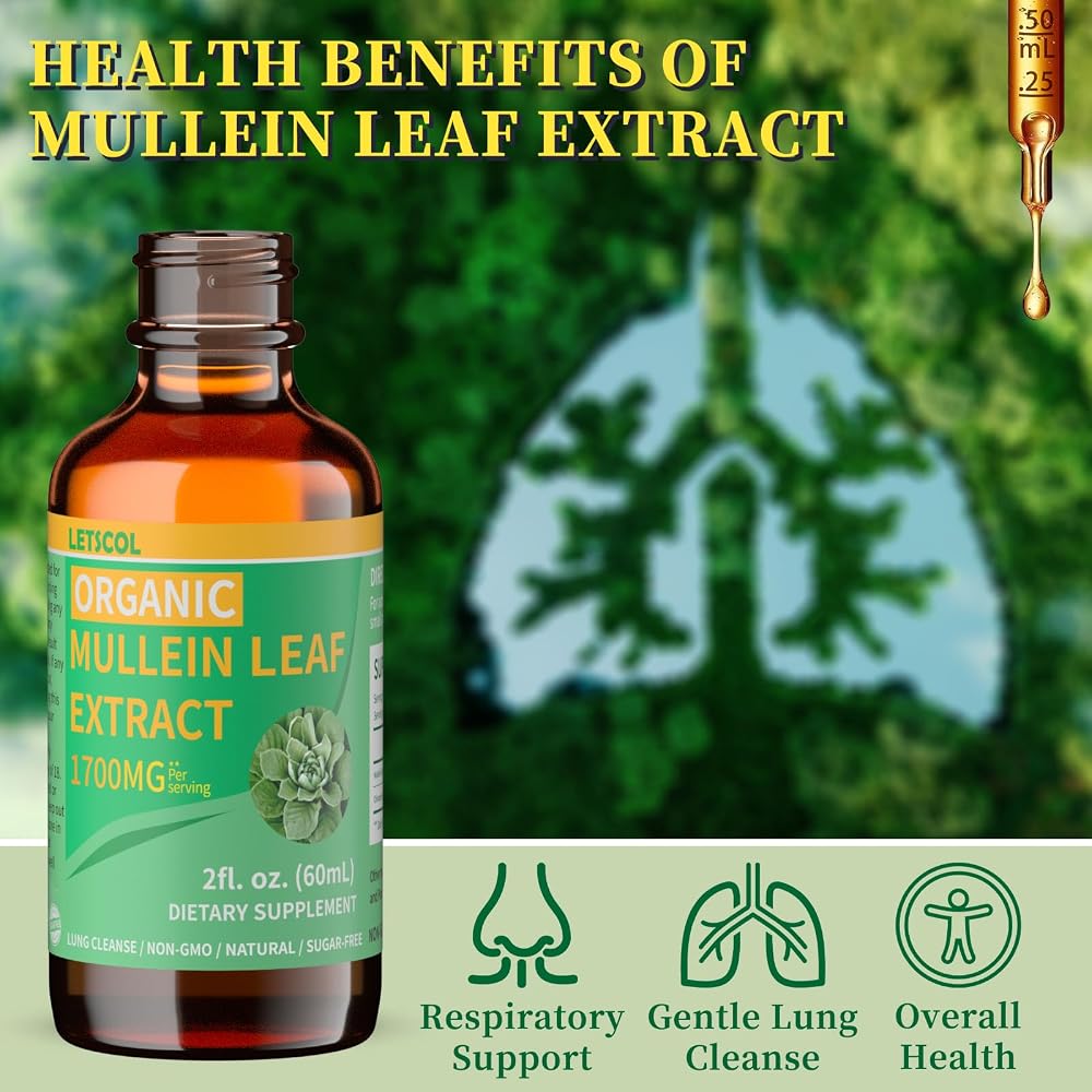 LETSCOL Organic Mullein Drops for Lung Cleanse