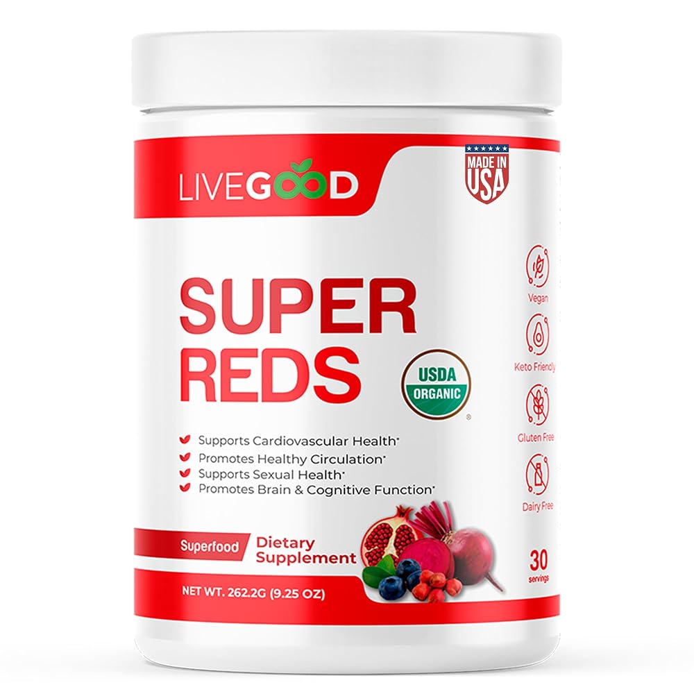 LiveGood Super Reds Organic Superfood Powder - 30 Servings