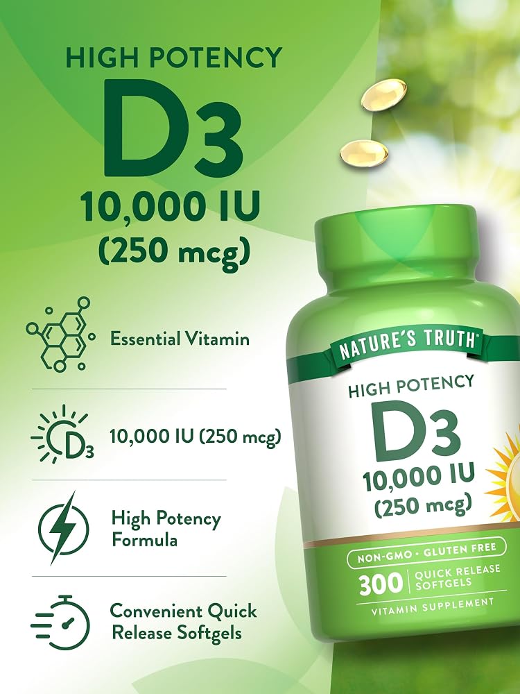 Nature's Truth Vitamin D3 10000 IU Softgels - 300 Count - image 5