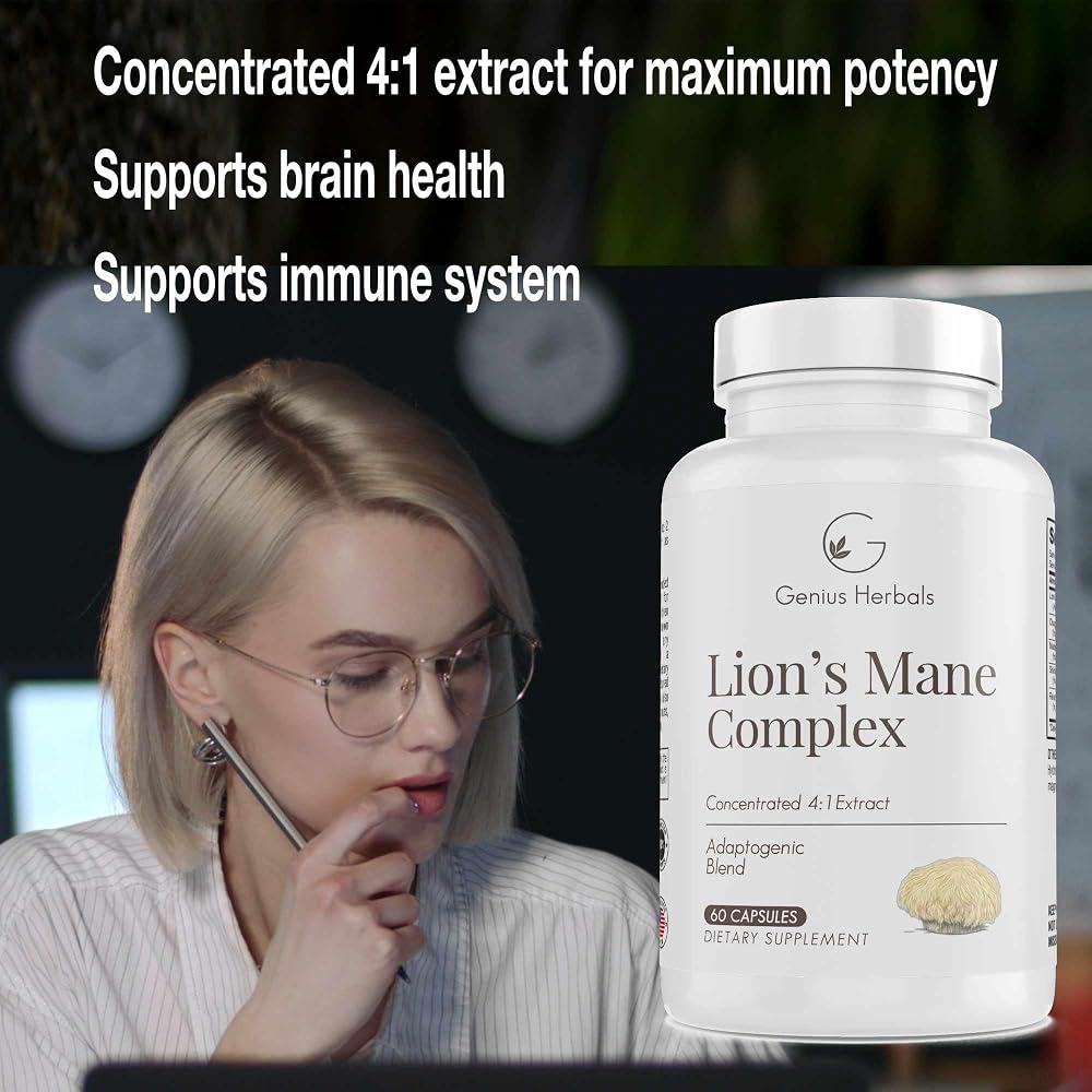 GENIUS HERBALS Lion's Mane Complex 700mg Brain Support - 60 Capsules - image 5