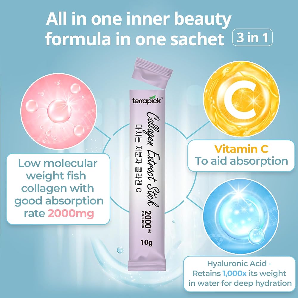 TERRAPICK Korean Marine Collagen Sticks Liquid Drink - 30 Sachets - image 2