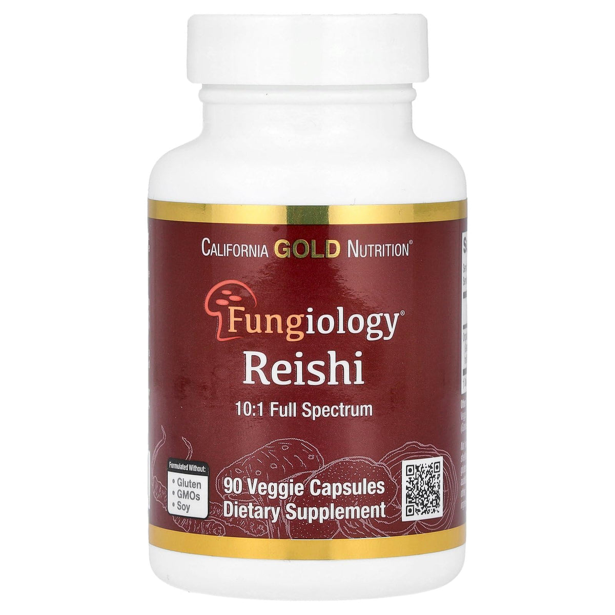 California Gold Nutrition Reishi Mushroom 600 mg - 90 Vegetarian Capsules