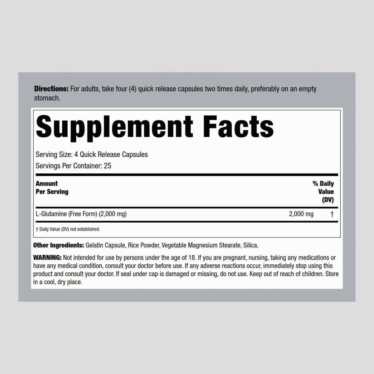 Lindberg L-Glutamine 500mg - 100 Capsules - image 2